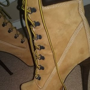 heeled timberland style boots